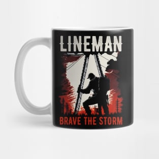 Lineman brave the storm. Mug